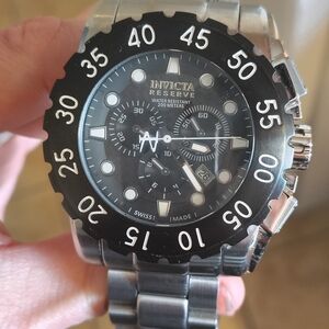 Invicta Reserve Black and Silver Chronograph